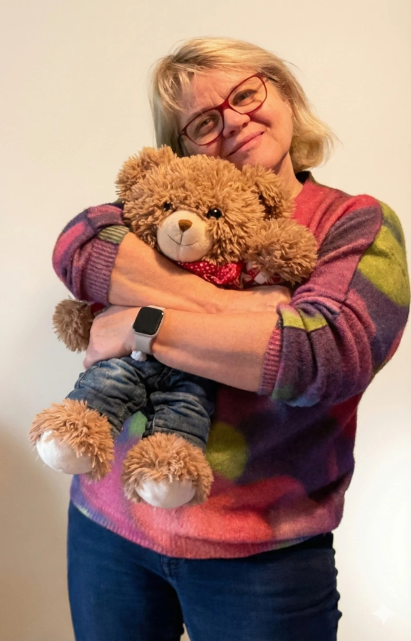Renate Ehret mit Teddy