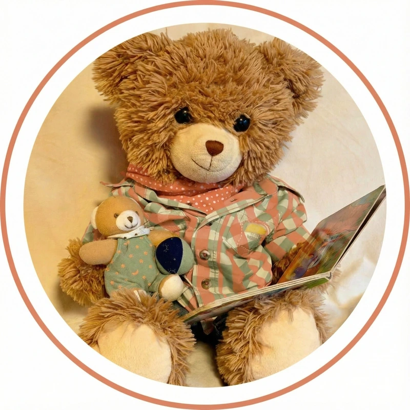 Teddybär Felix liest ein Buch